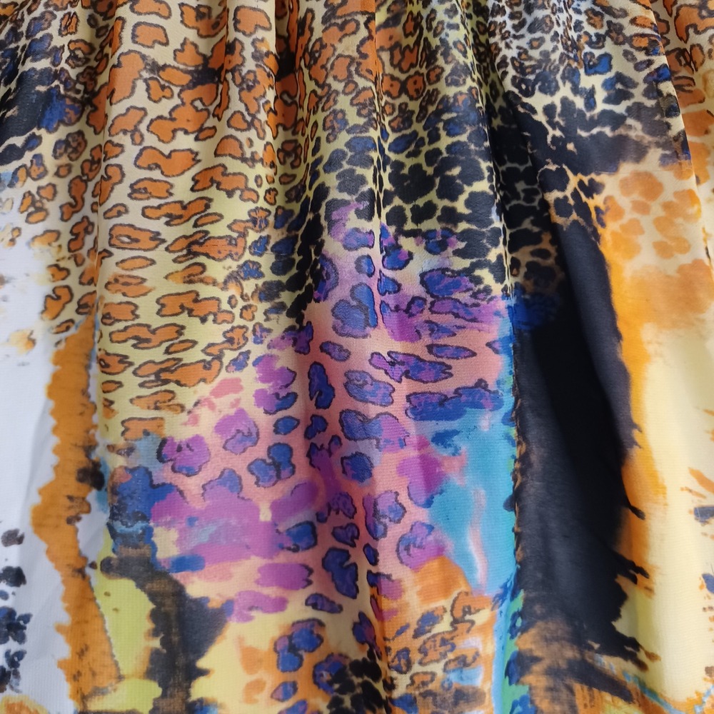 Women's Dots Colorful Animal Print Mix Sheer w/Lining Midi Tube Top Dress Size M - Picture 10 of 12